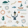 thumbnail image 1 of Ambesonne Sailor Fabric by the Yard Upholstery, Algae Ship Sailorman Seaweed, 1 Yard, White and Multicolor, 1 of 5