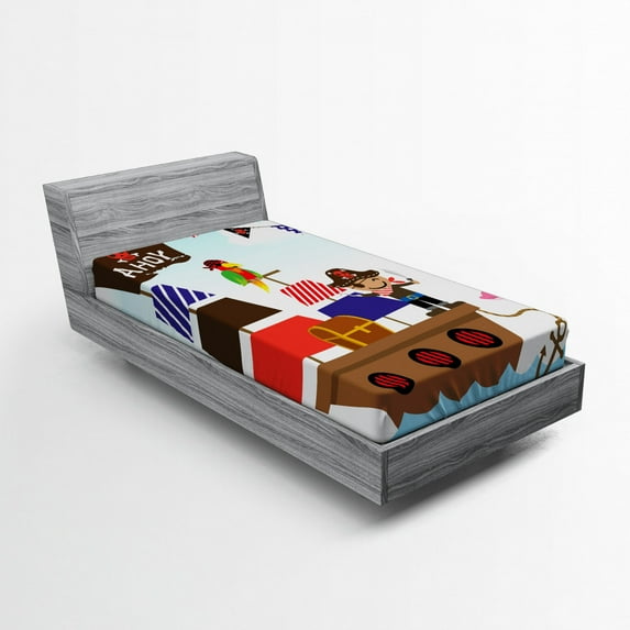 Ambesonne Sailor Fitted Sheet, Sailor Anchor Parrot Print, Twin Size, Multicolor