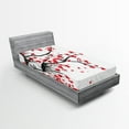 thumbnail image 1 of Ambesonne Sakura Fitted Sheet, Watercolor Summer Garden, Twin Size, Vermilion Grey and White, 1 of 3