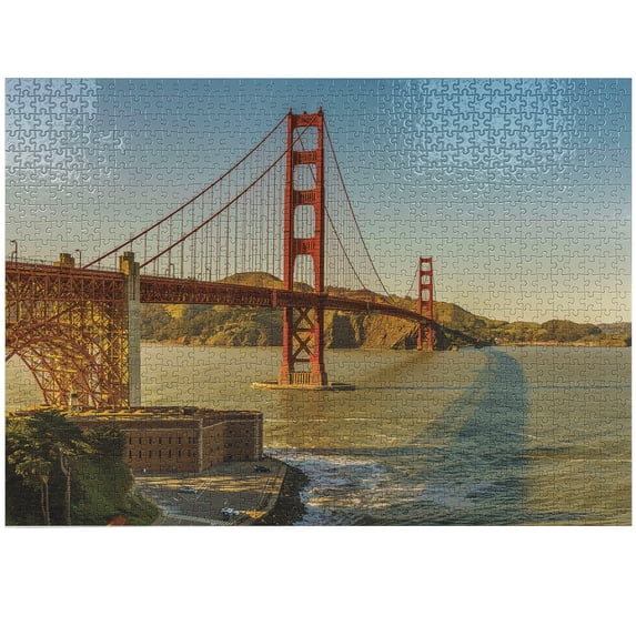 Ambesonne San Francisco Jigsaw Puzzle Durable Cardboard, Gate Bridge and Sky, 1000 pcs, Multicolor