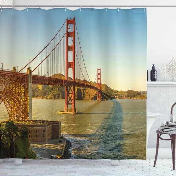Ambesonne San Francisco Shower Curtain, Gate Bridge and Sky, 69"Wx70"L, Multicolor