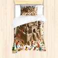 thumbnail image 1 of Ambesonne Sand Castle Duvet Cover Set, Sea Beach Building Fun, Twin, Camel Burnt Orange, 1 of 3