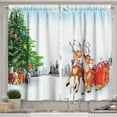 thumbnail image 1 of Ambesonne Santa Kitchen Curtains, Snowy Village Sleigh Tree, 55"x39", Multicolor, 1 of 3