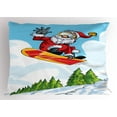 thumbnail image 1 of Ambesonne Santa Pillow Sham, Jump on Snowboard Pines, 26" X 20", Multicolor, 1 of 2