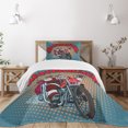 thumbnail image 1 of Ambesonne Santa Quilted Bedspread Set 2 Pcs, Pop Art Retro Biker Santa, Twin Size, Multicolor, 1 of 5