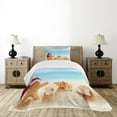 thumbnail image 1 of Ambesonne Santa Quilted Bedspread Set 2 Pcs, Starfish Exotic Beach, Twin Size, Pale Blue Sand Brown Red, 1 of 6