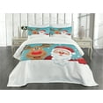 thumbnail image 1 of Ambesonne Santa Quilted Bedspread Set 3 Pcs, Rudolph Deer Greeting, King Size, Multicolor, 1 of 5