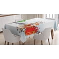 thumbnail image 1 of Ambesonne Santa Tablecloth Rectangular Table Cover, Snowy Village Sleigh Tree, 52"x70", Multicolor, 1 of 4