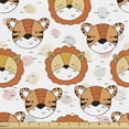 thumbnail image 1 of Ambesonne Savannah Fabric by the Yard Upholstery, Tiger and Lion Heads Print, 1 Yard, Multicolor, 1 of 4