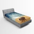 thumbnail image 1 of Ambesonne Savannah Fitted Sheet, Animal Dramatic Cloudy Sky, Twin Size, Bluegrey and Mustard, 1 of 2