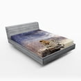 thumbnail image 1 of Ambesonne Savannah Fitted Sheet, Cloudscape Sunset Scene, Full Size, Beige and Grey, 1 of 2
