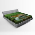 thumbnail image 1 of Ambesonne Savannah Fitted Sheet, Siberian Tiger Panther, Queen Size, Apricot and Green, 1 of 2