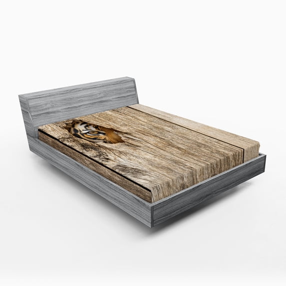Ambesonne Savannah Fitted Sheet, Siberian Wild Tiger Eye, Queen Size, Tan