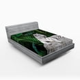 thumbnail image 1 of Ambesonne Savannah Fitted Sheet, White Tiger in the Jungle, Full Size, Pale Grey Beige Green, 1 of 3