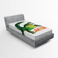 thumbnail image 1 of Ambesonne Savannah Fitted Sheet, Wild Alligator Crocodile, Twin XL Size, Orange White Green, 1 of 2