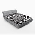 thumbnail image 1 of Ambesonne Savannah Fitted Sheet, Zebras Eyes and Face Art, Full Size, Charcoal Grey and White, 1 of 3