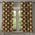 thumbnail image 1 of Ambesonne Savannah Grommet Curtain, Earthy Wildlife Patchwork, 50" x 63", Black and Brown, 1 of 6