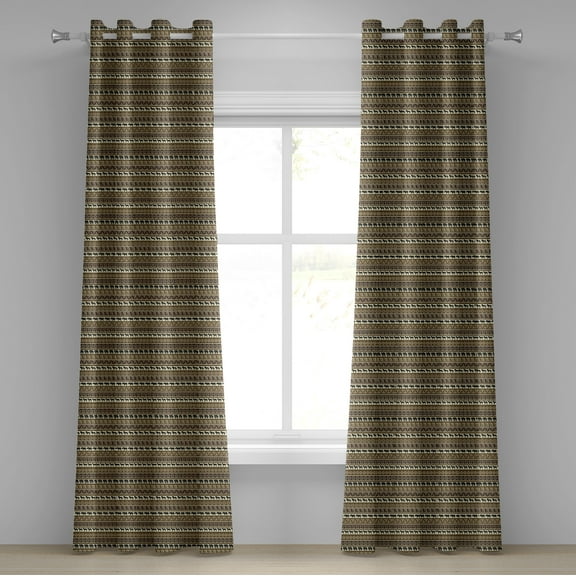 Ambesonne Savannah Grommet Curtain, Ethnic Stripes Animals, 50" x 96", Black and Brown