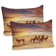 thumbnail image 1 of Ambesonne Savannah Pillow Sham 2 Pack, Tropical Antelope Animal, 26"x20", Yellow Brown and Red, 1 of 3