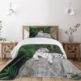 thumbnail image 1 of Ambesonne Savannah Quilted Bedspread Set 2 Pcs, White Tiger in the Jungle, Twin Size, Pale Grey Beige Green, 1 of 5