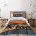 thumbnail image 1 of Ambesonne Savannah Quilted Coverlet 2 Pcs, Wildlife Animal Herd Dawn, Twin Size, Pale Blue Orange and Brown, 1 of 5