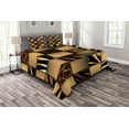 thumbnail image 1 of Ambesonne Savannah Quilted Bedspread Set 3 Pcs, Earthy Wildlife Patchwork, Queen Size, Black and Brown, 1 of 3