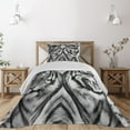 thumbnail image 1 of Ambesonne Savannah Quilted Coverlet 2 Pcs, Aggressive Wild Tiger Look, Twin Size, Pale Grey Black, 1 of 5