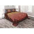 thumbnail image 1 of Ambesonne Savannah Quilted Coverlet 3 Pcs, Lion Floral Ornate Art, King Size, Maroon and Yellow, 1 of 4