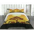 thumbnail image 1 of Ambesonne Savannah Quilted Coverlet 3 Pcs, Wildlife Animals Elephants, King Size, Chocolate Orange and Black, 1 of 4