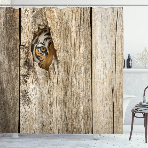 Ambesonne Savannah Shower Curtain, Siberian Wild Tiger Eye, 69"Wx75"L, Tan