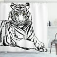 thumbnail image 1 of Ambesonne Savannah Shower Curtain, Sketch of Tiger African, 69"Wx84"L, White Black, 1 of 5