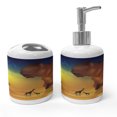 thumbnail image 1 of Ambesonne Savannah Soap Dispenser & Toothbrush Holder Set, Tropical Wild Giraffe Art, 2 Pcs, Chocolate Orange Blue, 1 of 6