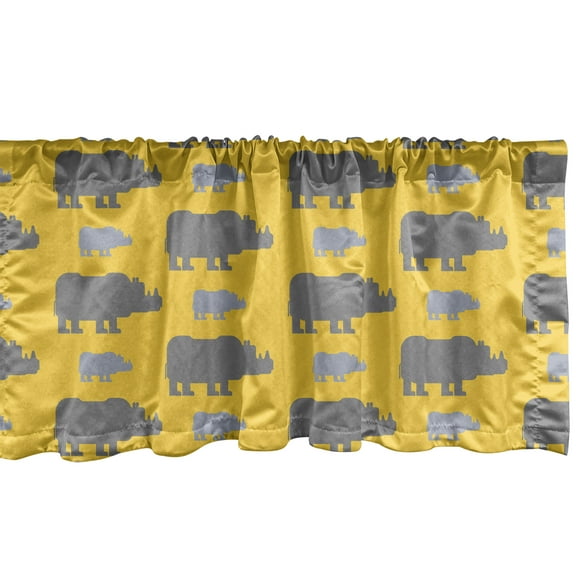 Ambesonne Savannah Window Valance, Animal Silhouettes Design, 54" X 18", Earth Yellow Blue Grey