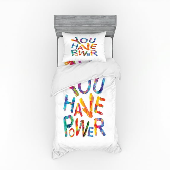 Ambesonne Saying Bedding Set 3 Pcs, Modern Letters Artwork Print, Twin XL, Multicolor