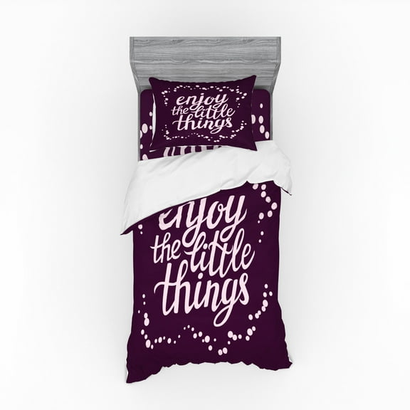 Ambesonne Saying Bedding Set 3 Pcs, Motivation Boost Phrase, Twin XL, Pale Mauve and Purple