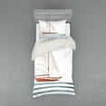 thumbnail image 1 of Ambesonne Saying Bedding Set 3 Pcs, Sailing Theme Boat Waves, Twin XL, Cinnamon Pale Blue, 1 of 2