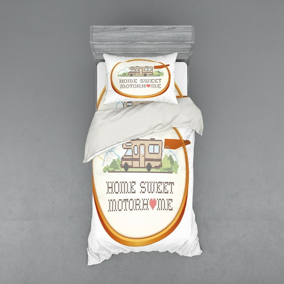 Ambesonne Saying Bedding Set 3 Pcs, Trailer Sewing, Twin XL, Multicolor