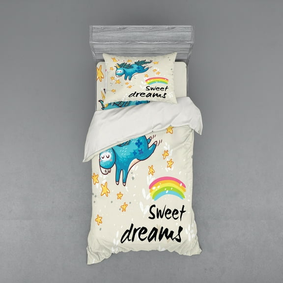Ambesonne Saying Bedding Set 3 Pcs, Unicorn Rainbow, Twin XL, Multicolor