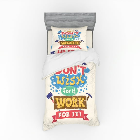 Ambesonne Saying Bedding Set 3 Pcs, Vintage Hipster Style, Twin XL, Multicolor