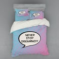 thumbnail image 1 of Ambesonne Saying Bedding Set 4 Pcs, Cartoon Motivation Art, Queen, Blue Pink, 1 of 3