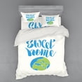 thumbnail image 1 of Ambesonne Saying Bedding Set 4 Pcs, Home Cartoon Earth Art, Queen, White Sky Blue and Green, 1 of 2