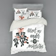 thumbnail image 1 of Ambesonne Saying Bedding Set 4 Pcs, Meet Me Under Mistletoe, Queen, Charcoal Grey Vermilion, 1 of 3
