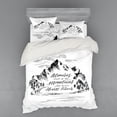 thumbnail image 1 of Ambesonne Saying Bedding Set 4 Pcs, Memories in Mountains, Queen, Black White, 1 of 3