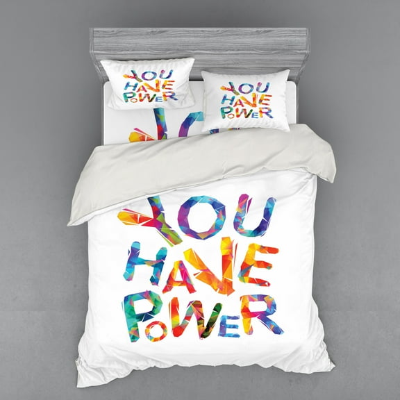 Ambesonne Saying Bedding Set 4 Pcs, Modern Letters Artwork Print, Queen, Multicolor