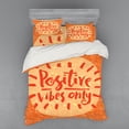 thumbnail image 1 of Ambesonne Saying Bedding Set 4 Pcs, Positive Vibes Doodle, Queen, Burnt Orange Vermilion, 1 of 3
