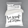 thumbnail image 1 of Ambesonne Saying Bedding Set 4 Pcs, Self Love Wisdom Words, Queen, Charcoal Grey White, 1 of 3