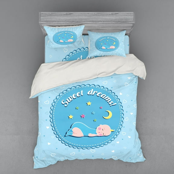 Ambesonne Saying Bedding Set 4 Pcs, Stars, Queen, Multicolor