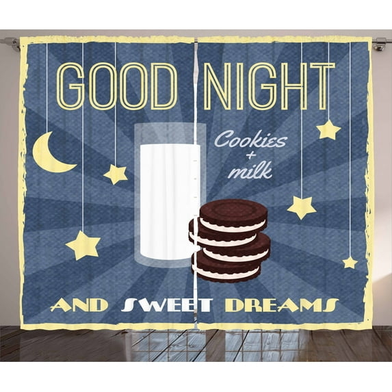 Ambesonne Saying Curtains 2 Panel Set, Biscuits and Milk, 108" x 96", Multicolor