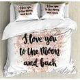 thumbnail image 1 of Ambesonne Saying Duvet Cover Set, Love Words on Dotwork Heart, Calking, Blush Pale Ruby Black, 1 of 3