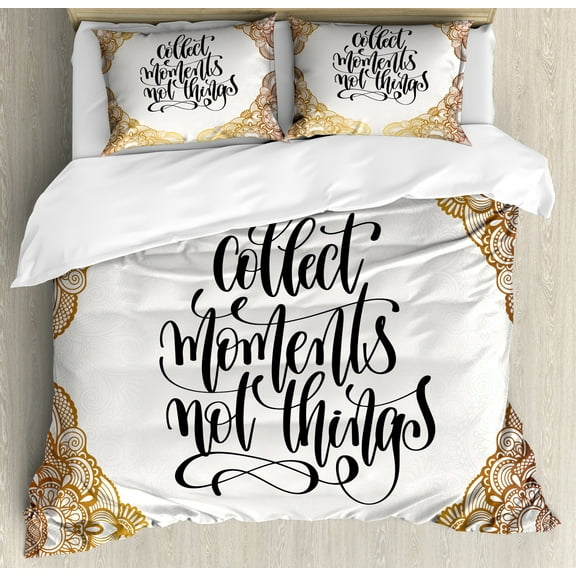 Ambesonne Saying Duvet Cover Set, Ornamental Cursive Font Text, 2-Calking, Ginger Orange
